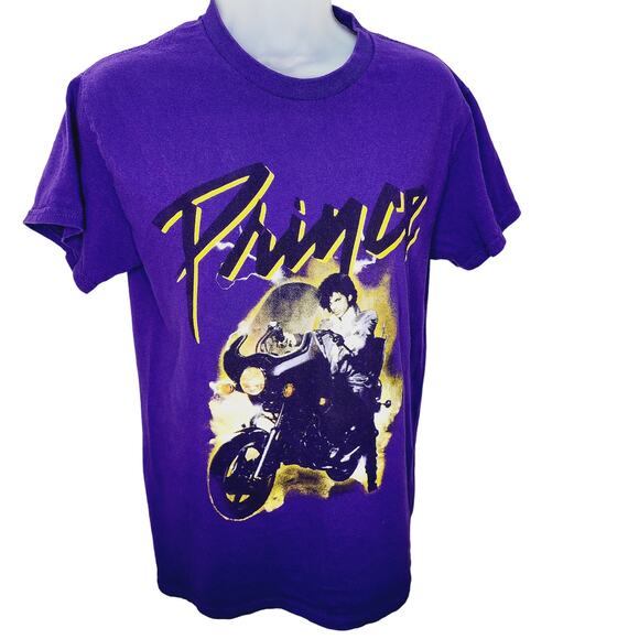 Prince Purple Women's Short Sleeve T-Shirt Prince on a Motorcycle Small - Picture 1 of 7
